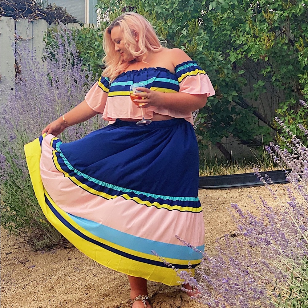 Eloquii Off-Shoulder Crop Top & Skirt